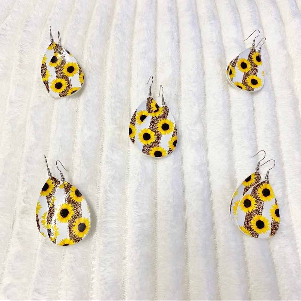 Sunflower Faux Leather Earrings